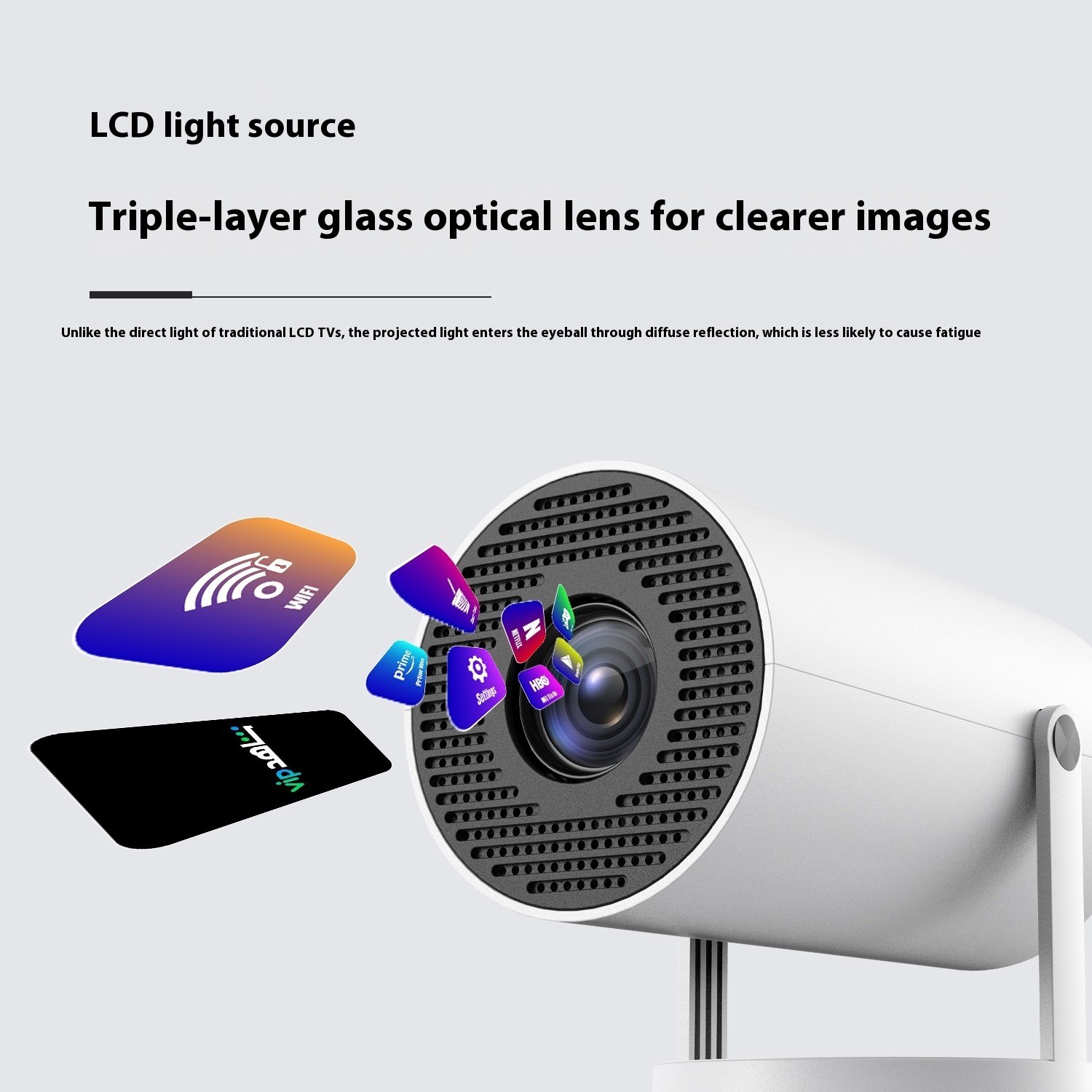 Portable Projector Small Straight Projector For Home Use 180 Degrees Projection Angle Automatic Focus Home Video Projector - Image 2