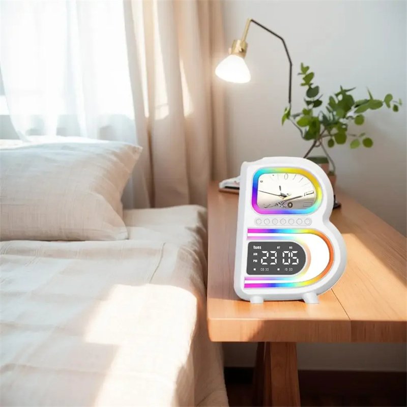 New B-Shaped Blutooth Speaker Multifunctional Smart Music Rhythm Lighting Phone Wireless Charger TF Card AUX Input Standard Mode - Image 7