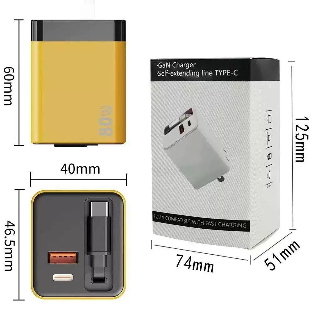 120W GaN Fast Charger With A Built-in Retractable Cable - Image 2