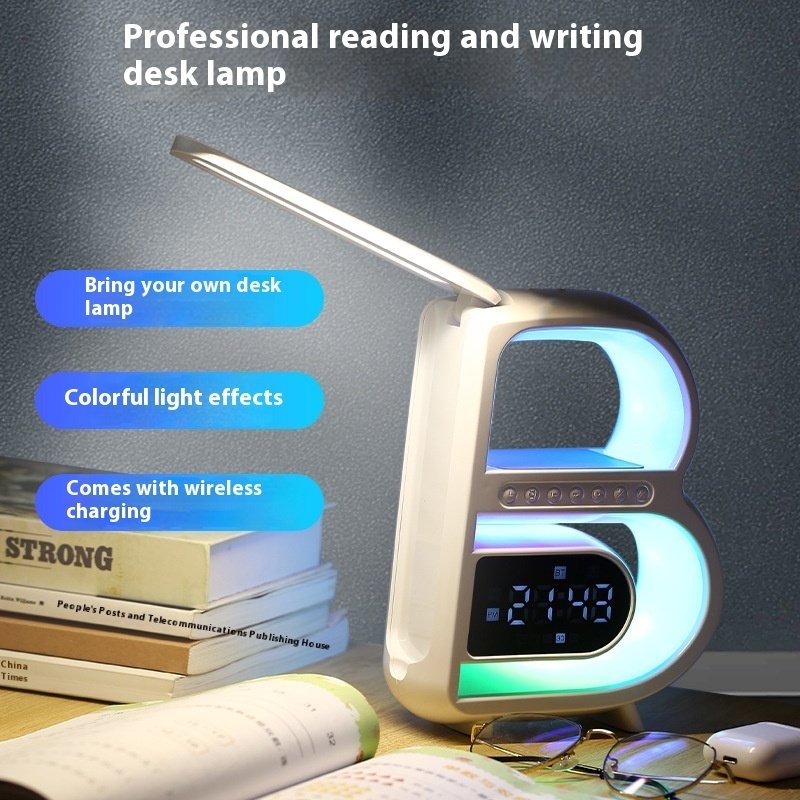 New B-Shaped Blutooth Speaker Multifunctional Smart Music Rhythm Lighting Phone Wireless Charger TF Card AUX Input Standard Mode - Image 3