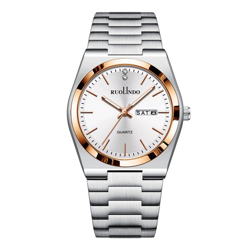 Ultra-thin Butterfly-clasp Steel-band Quartz Mens Watch - Image 2