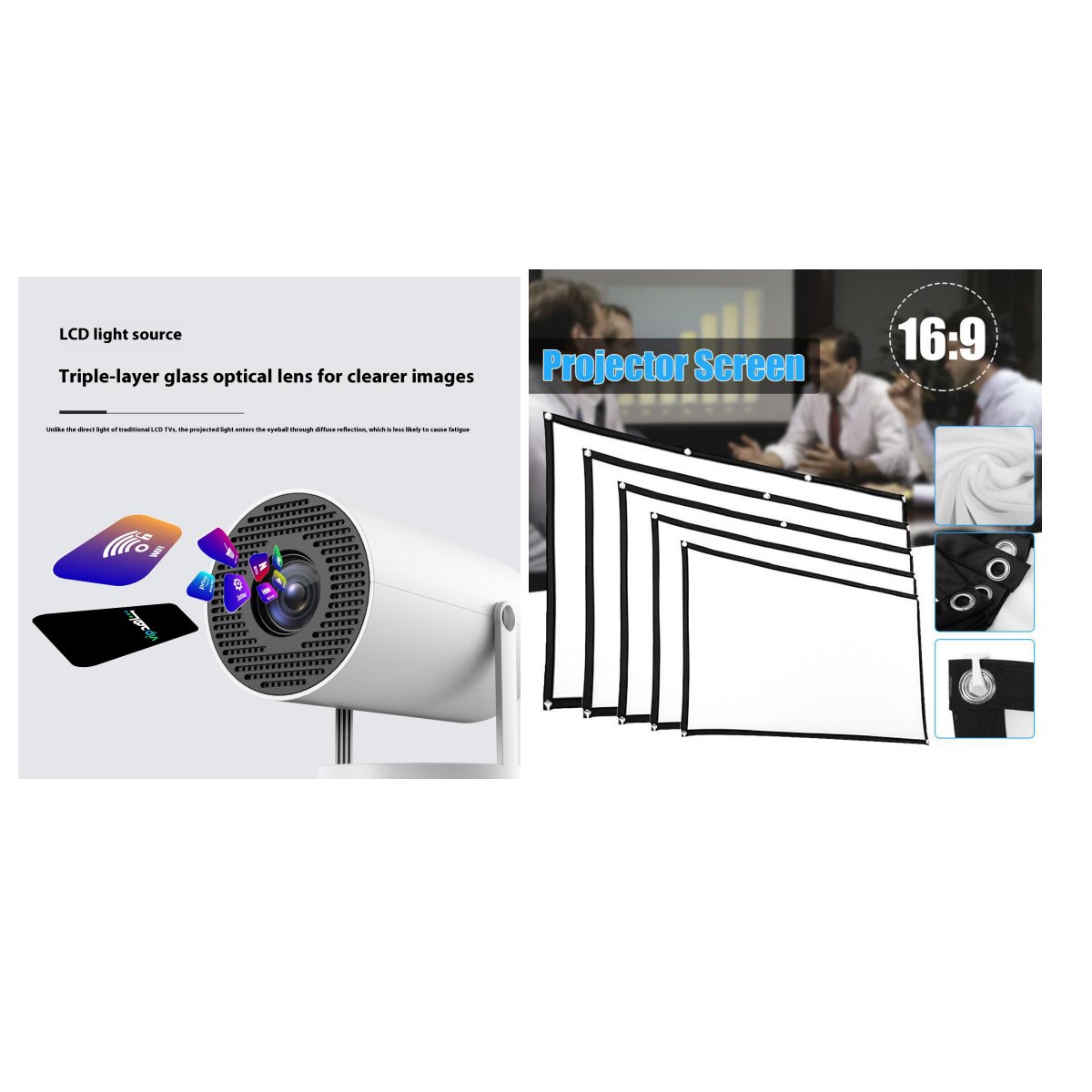 Portable Projector Small Straight Projector For Home Use 180 Degrees Projection Angle Automatic Focus Home Video Projector - Image 10