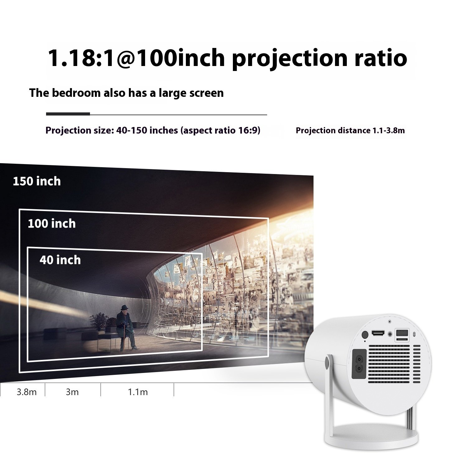 Portable Projector Small Straight Projector For Home Use 180 Degrees Projection Angle Automatic Focus Home Video Projector - Image 7